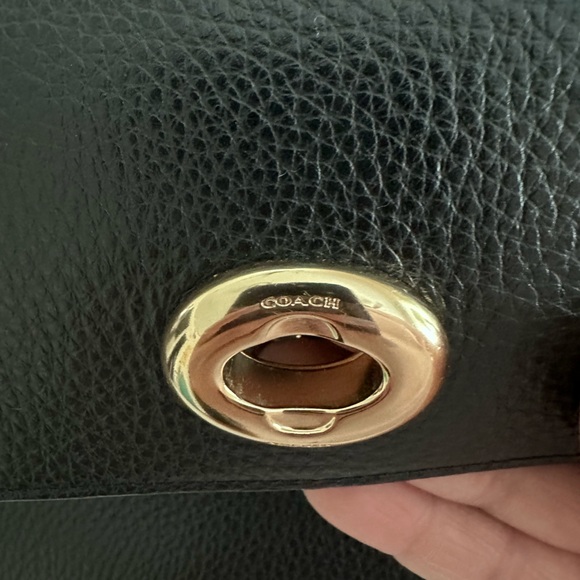 Coach Black Leather Handbag w/ strap. - Picture 4 of 12